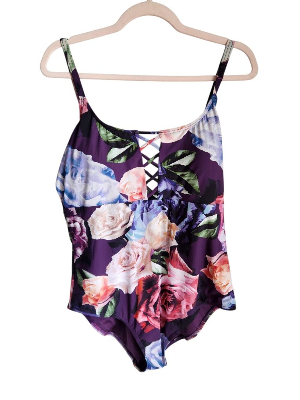 La Blanca Swimsuit 18W Women's Plum Bloomfield Bathing Suit NEW